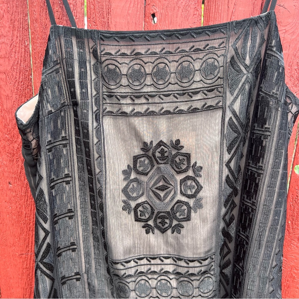 NWT Anthropologie slip dress black and pink size medium - Picture 2 of 15